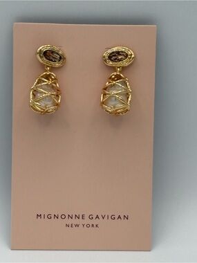 Mignonne Gavigan Julieta Gold Cage Drop Pearl Earrings